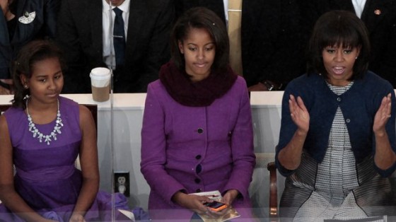 First Lady Michelle Obama and daughters Malia and Sasha