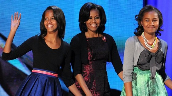 First Lady Michelle Obama and daughters Malia and Sasha.