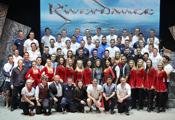 Dublin Football team and Bernard Dunne with Riverdance cast and the Gaiety Staff