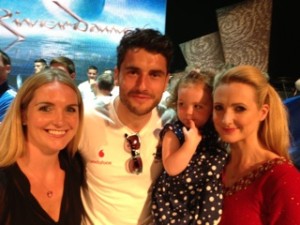 Dance captain Niamh O'Connor with her sister and niece, Sinead and Anna and Dublin's Paul Spollen